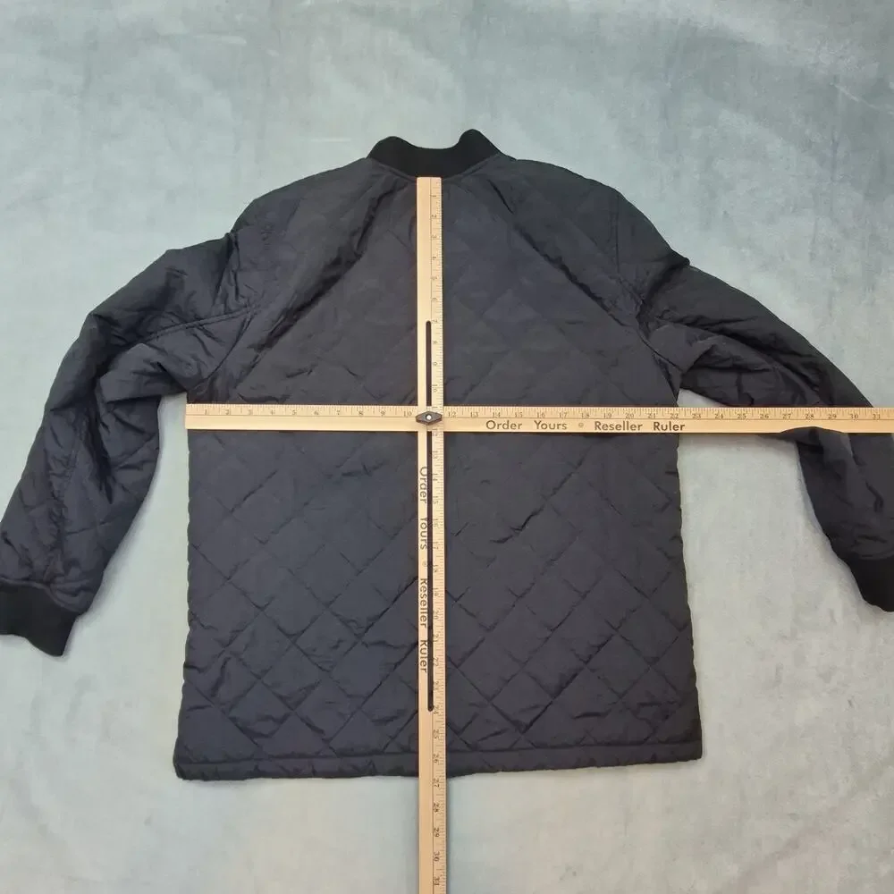 Levis Mens L Black Diamond Quilted Bomber Jacket Full Zip Lightweight Puffer